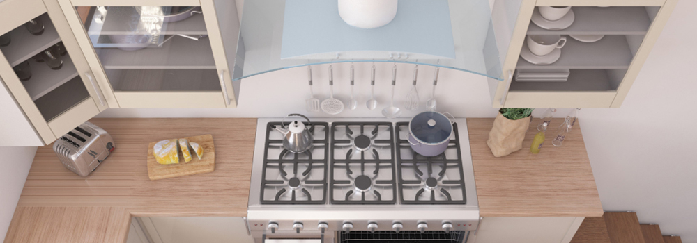 Cucina mensole a vista Alba: design pulito ed elevata funzionalità